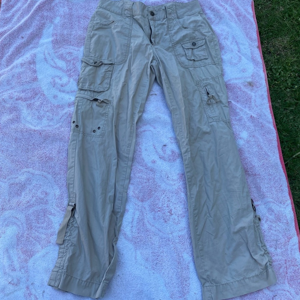 petite straight leg tan cargo pants